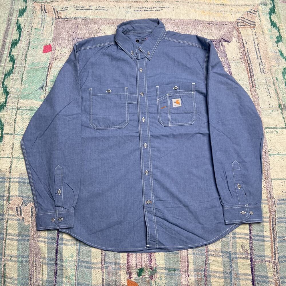 Carhartt Force Flame-Resistant FR Work Shirt Men's XL loose Blue Cat 2 2112